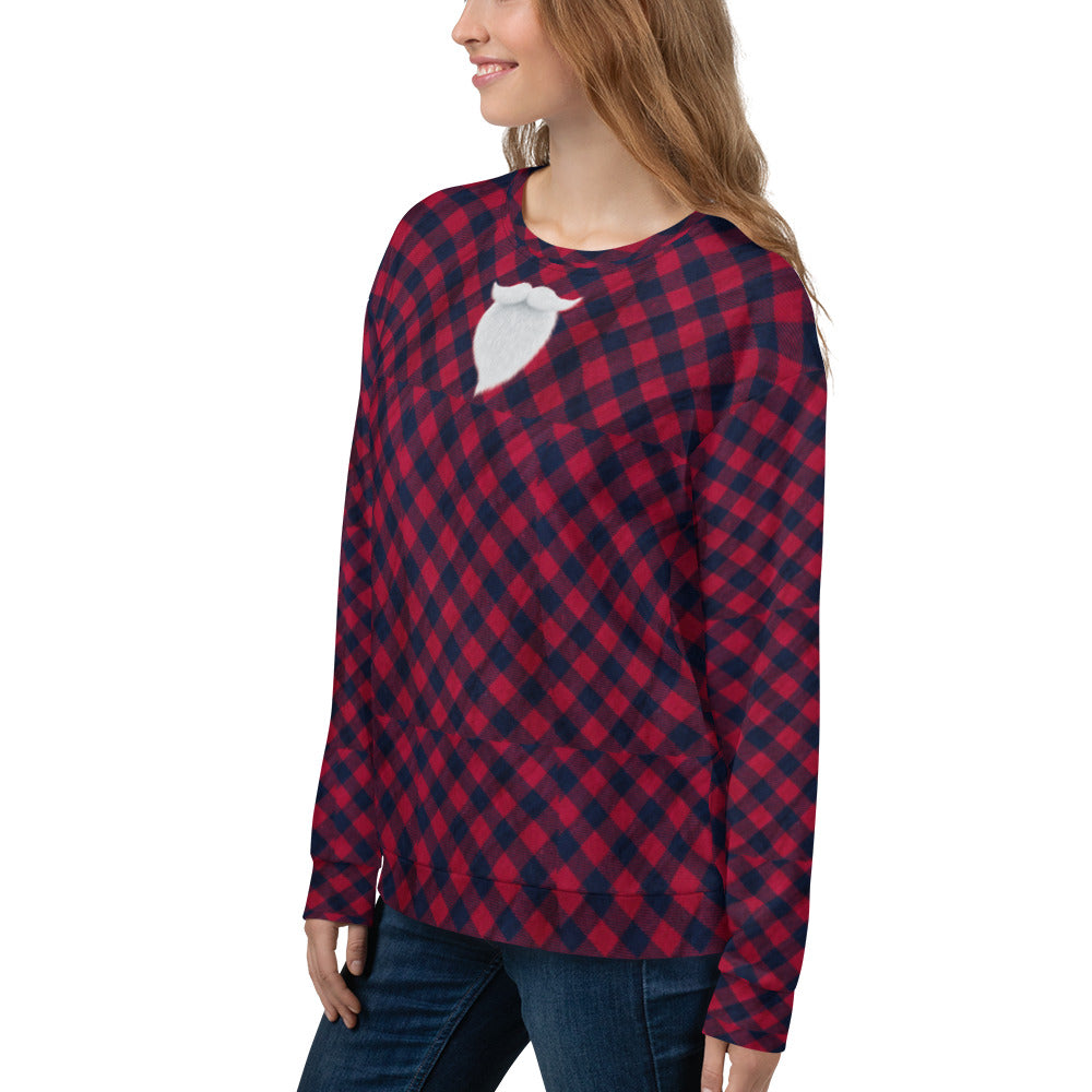 Plaid "Santa" Christmas Shirt. Christmas Sweater Alternative. Unisex Party Sweatshirt or Pullover. WickedYo.